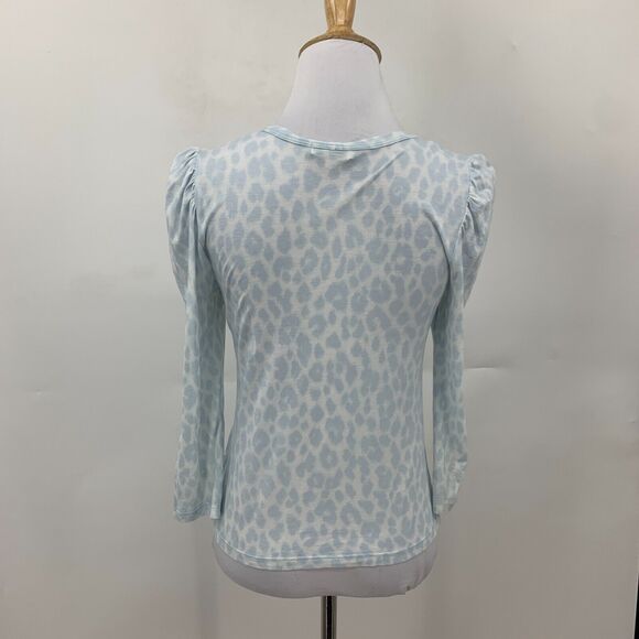 ALC Karlie Top Womens S Leopard Cotton Crew Neck Puff 3/4 Sleeve Pullover *READ - Picture 7 of 16